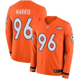 Nike Denver Broncos #96 Shelby Harris Orange Team Color Youth Stitched NFL Limited Therma Long Sleeve Jersey