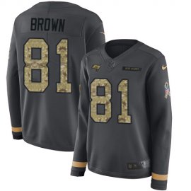 Nike Tampa Bay Buccaneers #81 Antonio Brown Anthracite Salute to Service Womens Stitched NFL Limited Therma Long Sleeve Jersey