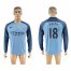 Manchester City #18 Delph Home Long Sleeves Soccer Club Jersey