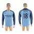 Manchester City #18 Delph Home Long Sleeves Soccer Club Jersey