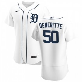 Detroit Tigers #50 Travis Demeritte Mens Nike White Home 2020 Authentic Player MLB Jersey
