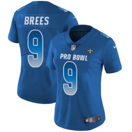 Nike New Orleans Saints #9 Drew Brees Royal Womens Stitched NFL Limited NFC 2019 Pro Bowl Jersey