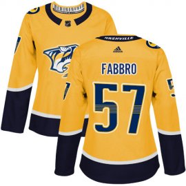 Adidas Nashville Predators #57 Dante Fabbro Yellow Home Authentic Womens Stitched NHL Jersey