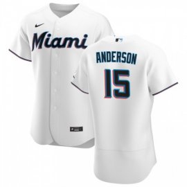 Miami Marlins #15 Brian Anderson Mens Nike White Home 2020 Authentic Player MLB Jersey