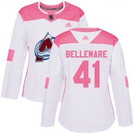 Adidas Colorado Avalanche #41 Pierre-Edouard Bellemare White/Pink Authentic Fashion Womens Stitched NHL Jersey