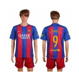 Barcelona #9 Suarez Home Soccer Club Jersey