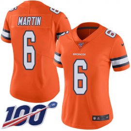 Nike Denver Broncos #6 Sam Martin Orange Womens Stitched NFL Limited Rush 100th Season Jersey