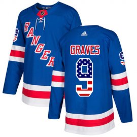 Adidas New York Rangers #9 Adam Graves Royal Blue Home Authentic USA Flag Stitched NHL Jersey