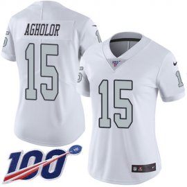 Nike Las Vegas Raiders #15 Nelson Agholor White Womens Stitched NFL Limited Rush 100th Season Jersey