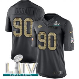 Nike Kansas City Chiefs #90 Emmanuel Ogbah Black Super Bowl LIV 2020 Mens Stitched NFL Limited 2016 Salute to Service Jersey