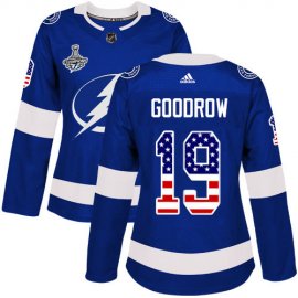 Adidas Tampa Bay Lightning #19 Barclay Goodrow Blue Home Authentic USA Flag Womens 2020 Stanley Cup Champions Stitched NHL Jersey