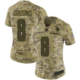 Nike Minnesota Vikings #8 Kirk Cousins Camo Womens Stitched NFL Limited 2018 Salute to Service Jersey