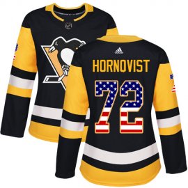 Adidas Pittsburgh Penguins #72 Patric Hornqvist Black Home Authentic USA Flag Womens Stitched NHL Jersey