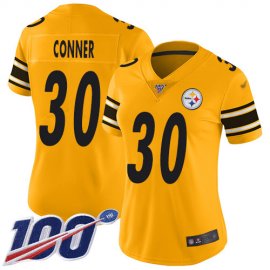 Nike Pittsburgh Steelers #30 James Conner Gold Womens Stitched NFL Limited Inverted Legend 100th Season Jersey