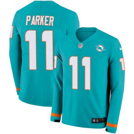 Nike Miami Dolphins #11 DeVante Parker Aqua Green Team Color Mens Stitched NFL Limited Therma Long Sleeve Jersey