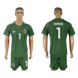 Argentina #1 Romero Army Green Goalkeeper Soccer Country Jersey
