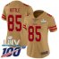 Nike San Francisco 49ers #85 George Kittle Gold Super Bowl LIV 2020 Womens Stitched NFL Limited Inverted Legend 100th Season Jersey