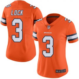 Nike Denver Broncos #3 Drew Lock Orange Womens Stitched NFL Limited Rush Jersey