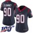 Nike Houston Texans #90 Jadeveon Clowney Navy Blue Team Color Womens Stitched NFL 100th Season Vapor Limited Jersey
