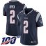 Nike New England Patriots #2 Brian Hoyer Navy Blue Team Color Mens Stitched NFL 100th Season Vapor Untouchable Limited Jersey