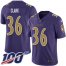 Nike Baltimore Ravens #36 Chuck Clark Purple Youth Stitched NFL Limited Rush 100th Season Jersey