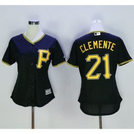 Pittsburgh Pirates #21 Roberto Clemente Black Womens Alternate Stitched MLB Jersey