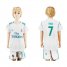 Real Madrid #7 Raul White Home Kid Soccer Club Jersey