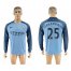 Manchester City #25 Fernandinho Home Long Sleeves Soccer Club Jersey