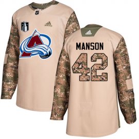 Adidas Colorado Avalanche #42 Josh Manson Camo 2022 Stanley Cup Final Patch Authentic Veterans Day Stitched NHL Jersey Mens