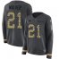 Nike Detroit Lions #21 Tracy Walker Anthracite Salute to Service Womens Stitched NFL Limited Therma Long Sleeve Jersey