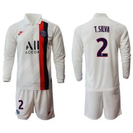 Paris Saint-Germain #2 T.Silva Away Long Sleeves Soccer Club Jersey