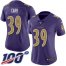 Nike Baltimore Ravens #39 Brandon Carr Purple Womens Stitched NFL Limited Rush 100th Season Jersey