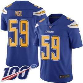 Nike Los Angeles Chargers #59 Nick Vigil Electric Blue Mens Stitched NFL Limited Rush 100th Season Jersey