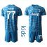 Juventus #77 Buffon Light Blue Goalkeeper Kid Soccer Club Jersey