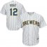 Milwaukee Brewers #12 Stephen Vogt White Strip Cool Base Stitched Youth MLB Jersey