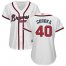 Atlanta Braves #40 Mike Soroka White Home Womens Stitched MLB Jersey