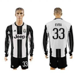 Juventus #33 Evra Home Long Sleeves Soccer Club Jersey