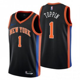 Nike New York Knicks #1 Obi Toppin Mens 2022-23 City Edition NBA Jersey – Cherry Blossom Black Mens