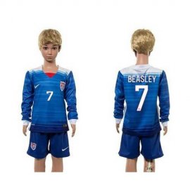 USA #7 Beasley Away Long Sleeves Kid Soccer Country Jersey