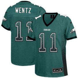 Nike Philadelphia Eagles #11 Carson Wentz Midnight Green Team Color Womens Stitched NFL Elite Drift Fashion Jersey