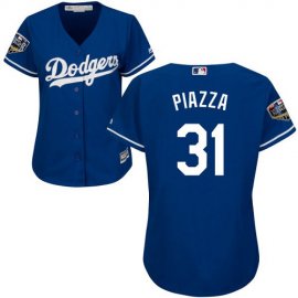 Los Angeles Dodgers #31 Mike Piazza Blue Alternate 2018 World Series Womens Stitched MLB Jersey