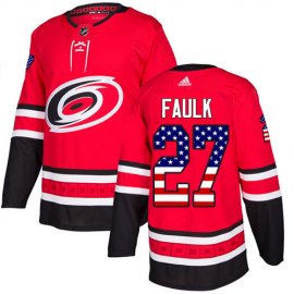 Adidas Carolina Hurricanes #27 Justin Faulk Red Home Authentic USA Flag Stitched Youth NHL Jersey