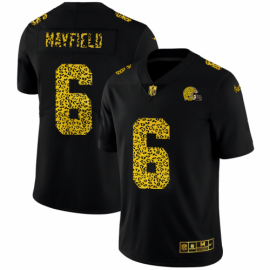Cleveland Browns #6 Baker Mayfield Mens Nike Leopard Print Fashion Vapor Limited NFL Jersey Black