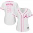 Atlanta Braves #31 Greg Maddux White/Pink Fashion Womens Stitched MLB Jersey