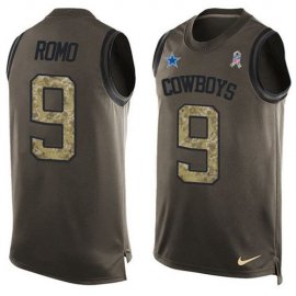 Nike Dallas Cowboys #9 Tony Romo Green Mens Stitched NFL Limited Salute To Service Tank Top Jersey