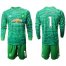 Manchester United #1 De Gea Green Goalkeeper Long Sleeves Soccer Club Jersey
