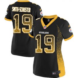 Nike Pittsburgh Steelers #19 JuJu Smith-Schuster Black Team Color Womens Stitched NFL Elite Drift Fashion Jersey