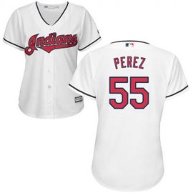 Cleveland Indians #55 Roberto Perez White Womens Home Stitched MLB Jersey