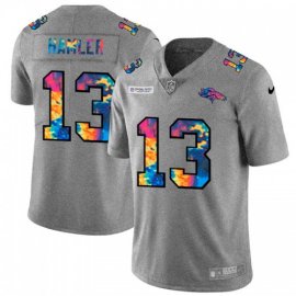 Denver Broncos #13 KJ Hamler Mens Nike Multi-Color 2020 NFL Crucial Catch NFL Jersey Greyheather