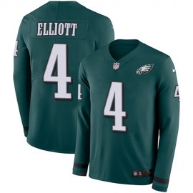 Nike Philadelphia Eagles #4 Jake Elliott Midnight Green Team Color Mens Stitched NFL Limited Therma Long Sleeve Jersey